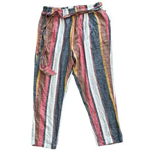 Caslon Linen Rayon Multi Caroline Stripe Pants L